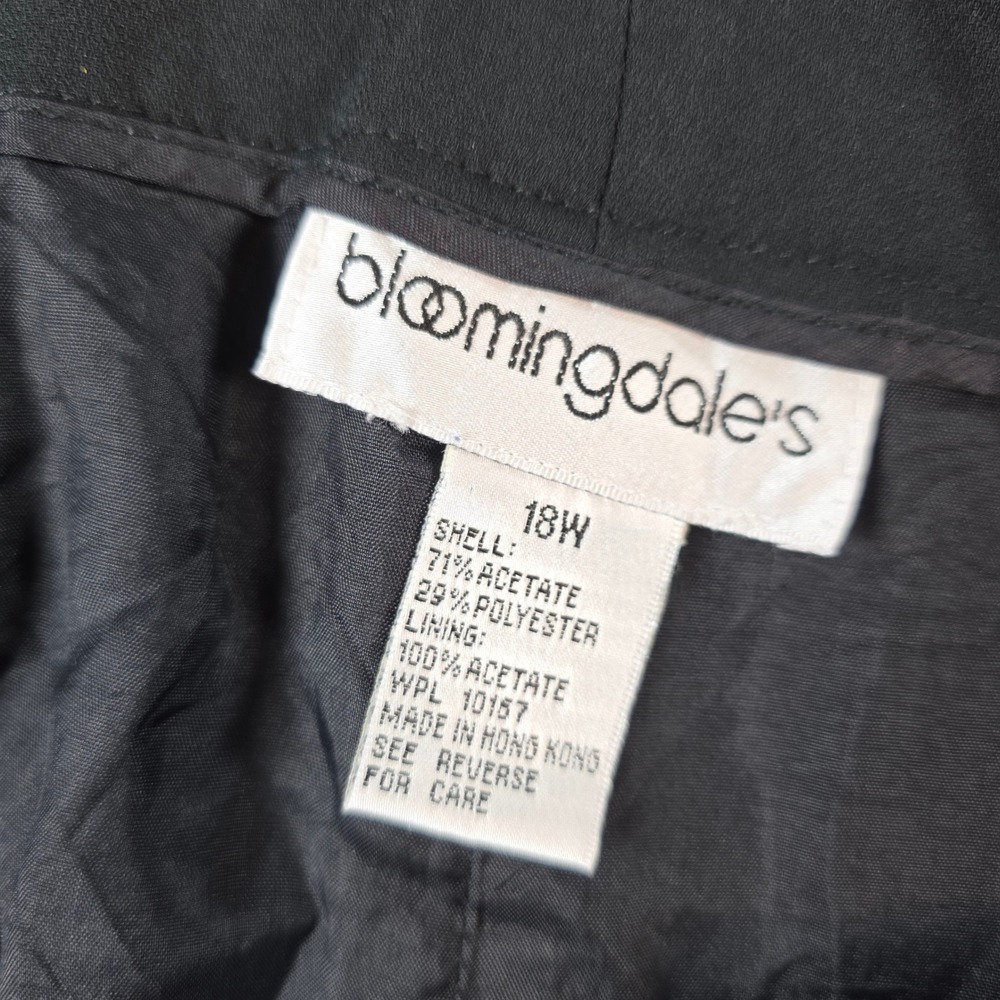 Bloomingdale's Women 18W Black Trousers Elastic Waist Acetate Blend Straight Leg - Picture 6 of 9